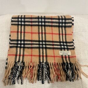 Burberry Tan and Red Plaid Scarf